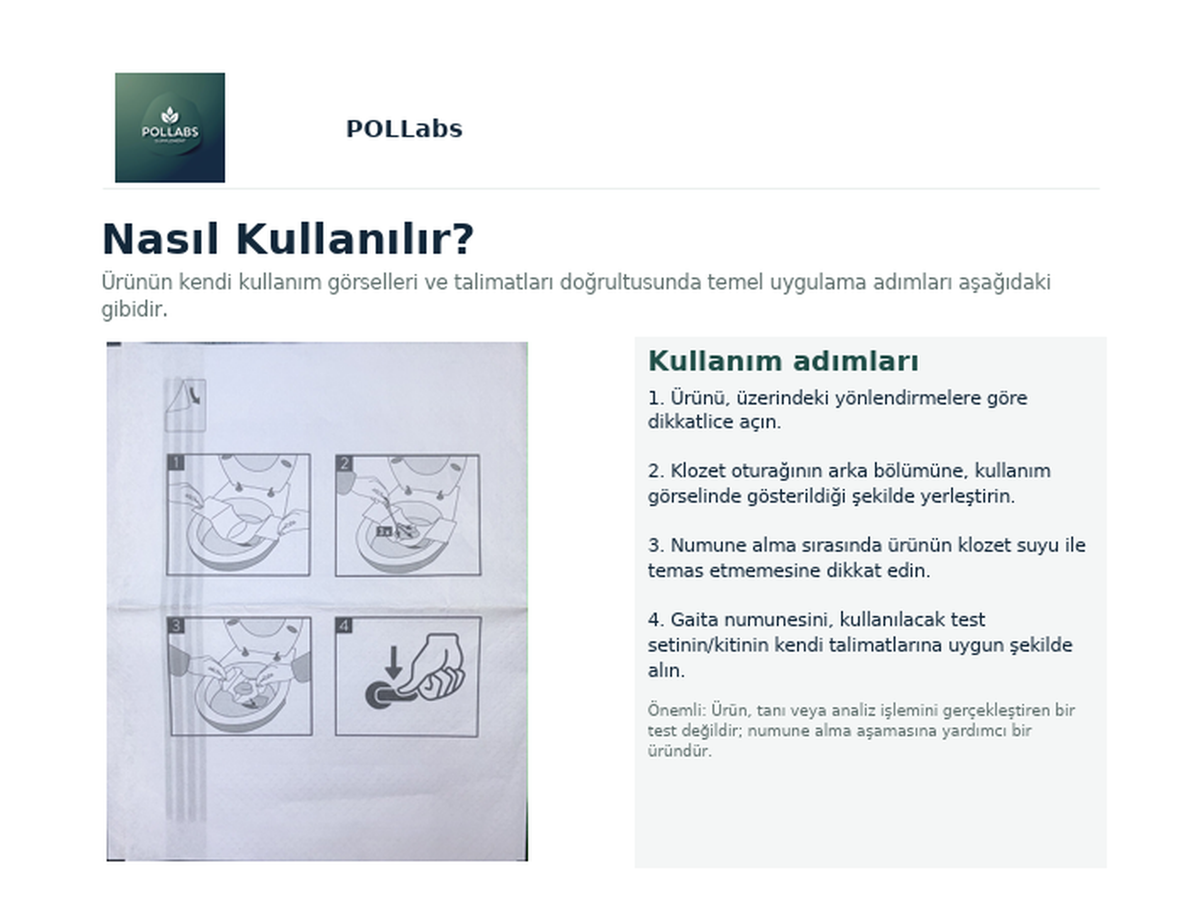 Suda Çözünebilen Tek Kullanımlık Gaita Numune Alma Kağıdı